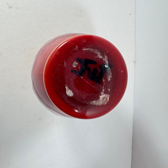 Vintage Avon Red & Orange Floral Glass Small Vase - Picture 8 of 9